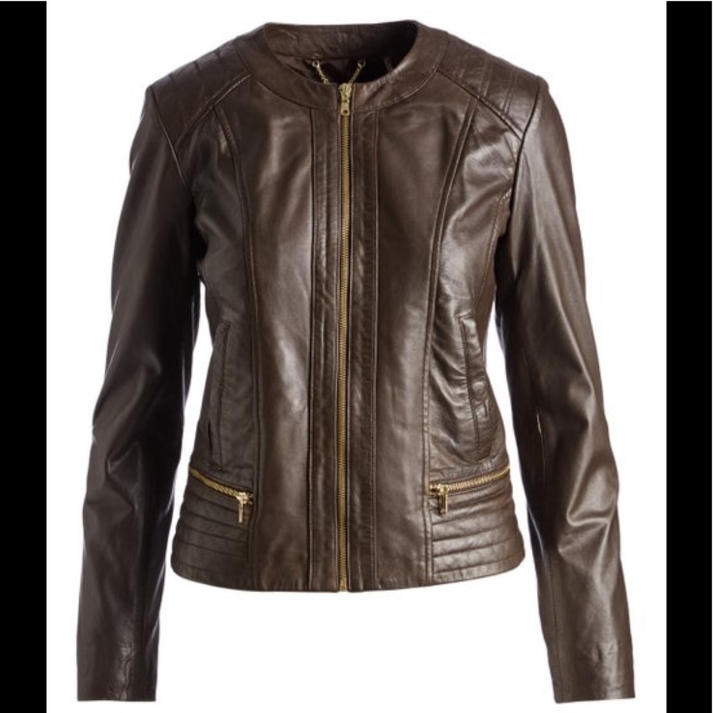 Cole Haan Smoke Genuine Leather Jacket Size S